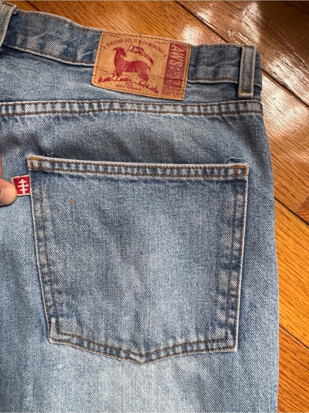 Alien Workshop AMS USA Made Vintage Light Wash Straight Leg Jeans 34x32 - Picture 6 of 9
